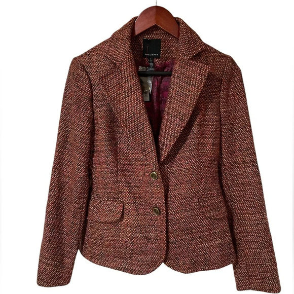 The Limited Women’s Blazer Tweed Wool Blend Long Sleeve Rust Orange Brown Size 4 - Picture 11 of 11